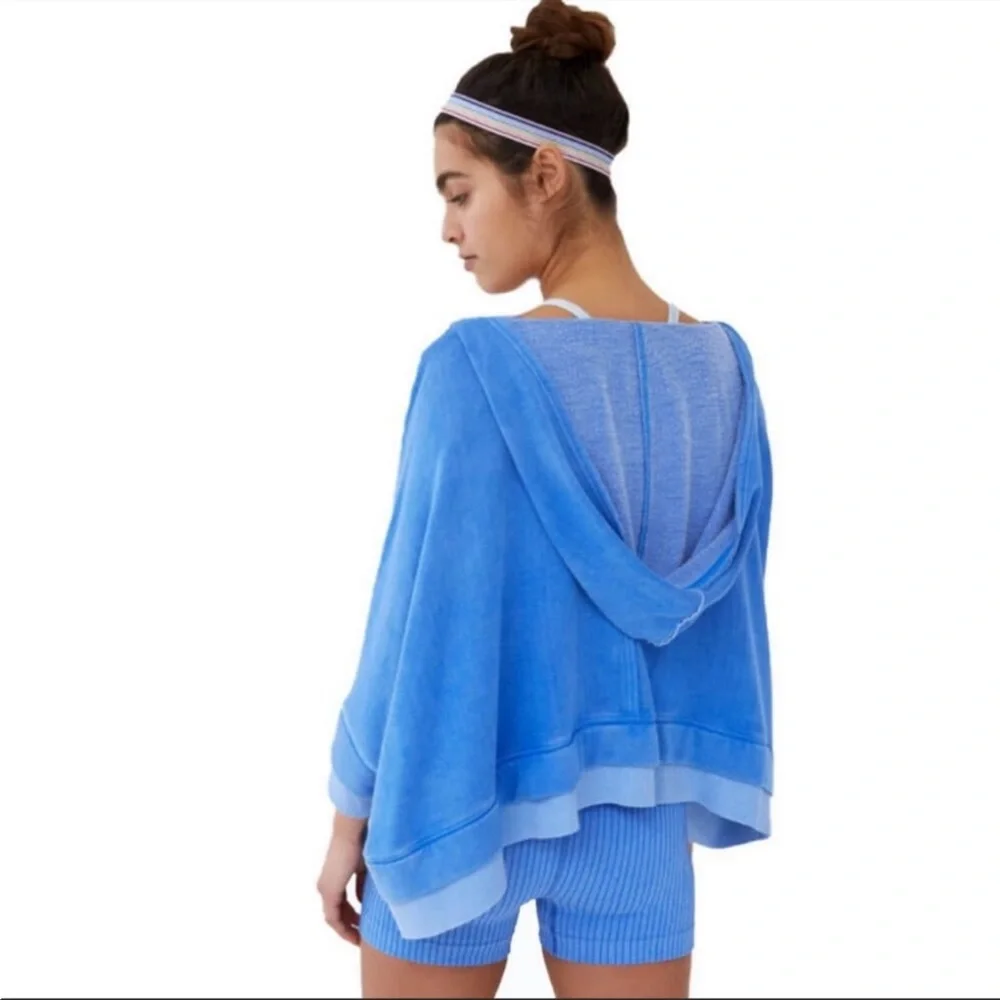 Free People Blue Hooded Bonfire Sweatshirt - Picture 2 of 3